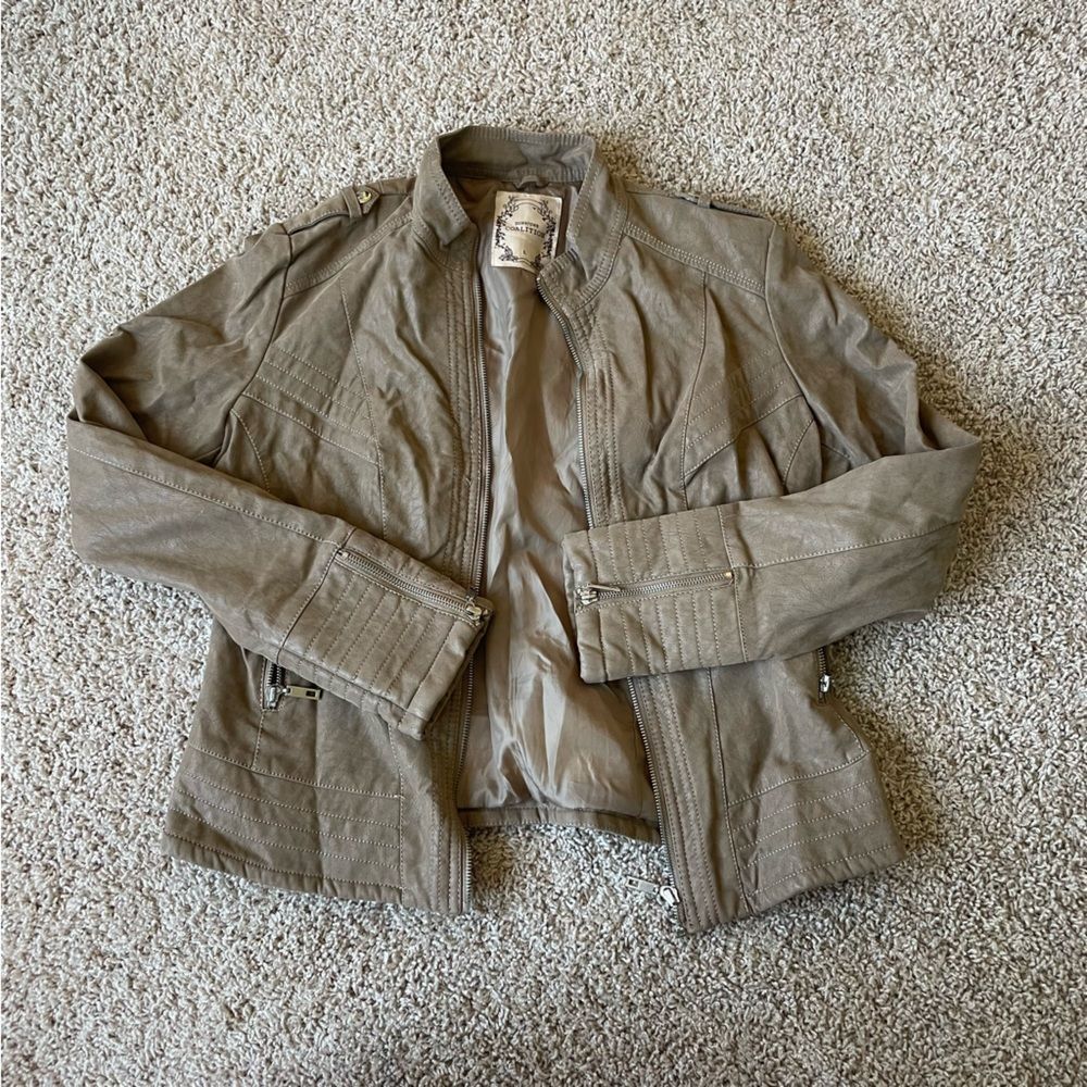 downtown coalition tan moto jacket